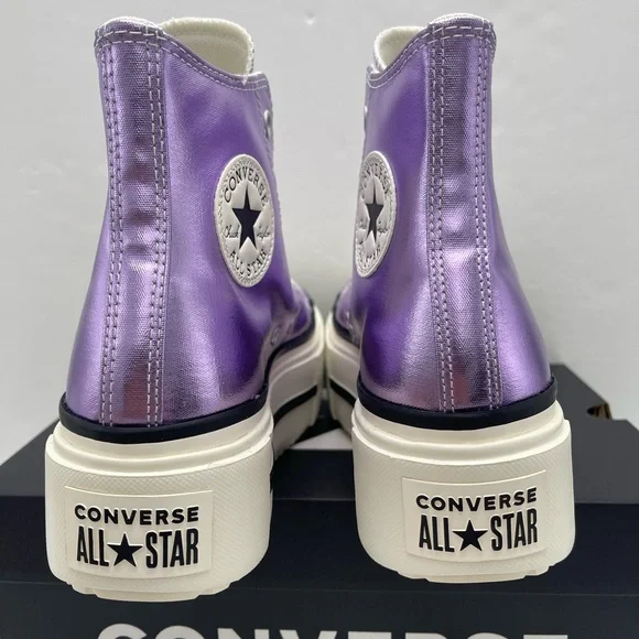 Converse CTAS Lift Double Stack Hi Metallic Lilac Lavender Platform High Top - Picture 12 of 16